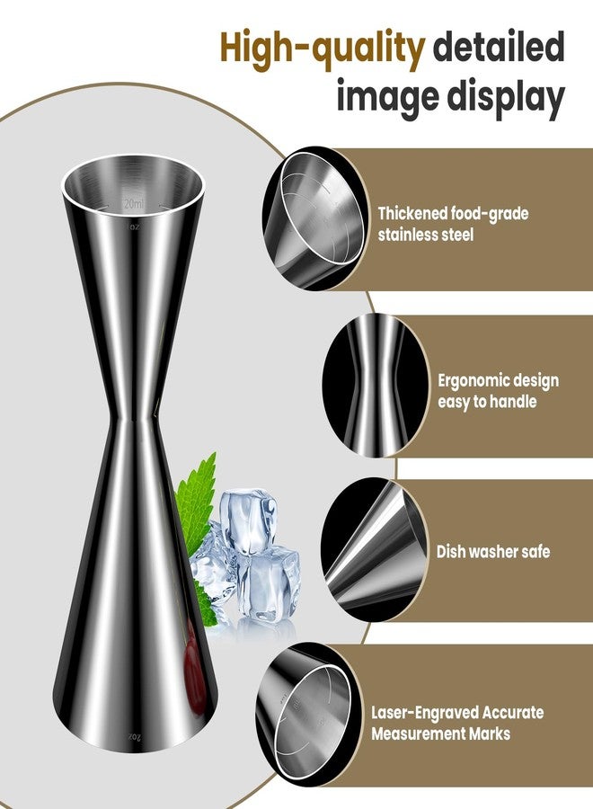 Sinotekk Professional Bartender Jigger, Thickened 18/8 Stainless Steel Japanese Style Double Jigger with Laser Etched Measurements, No Curled Lip Design,for Home & Bar Use (1oz/2oz, 10ml/20ml/30ml/45ml) - Image 2